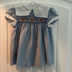 Blue Smocked Kids Dress